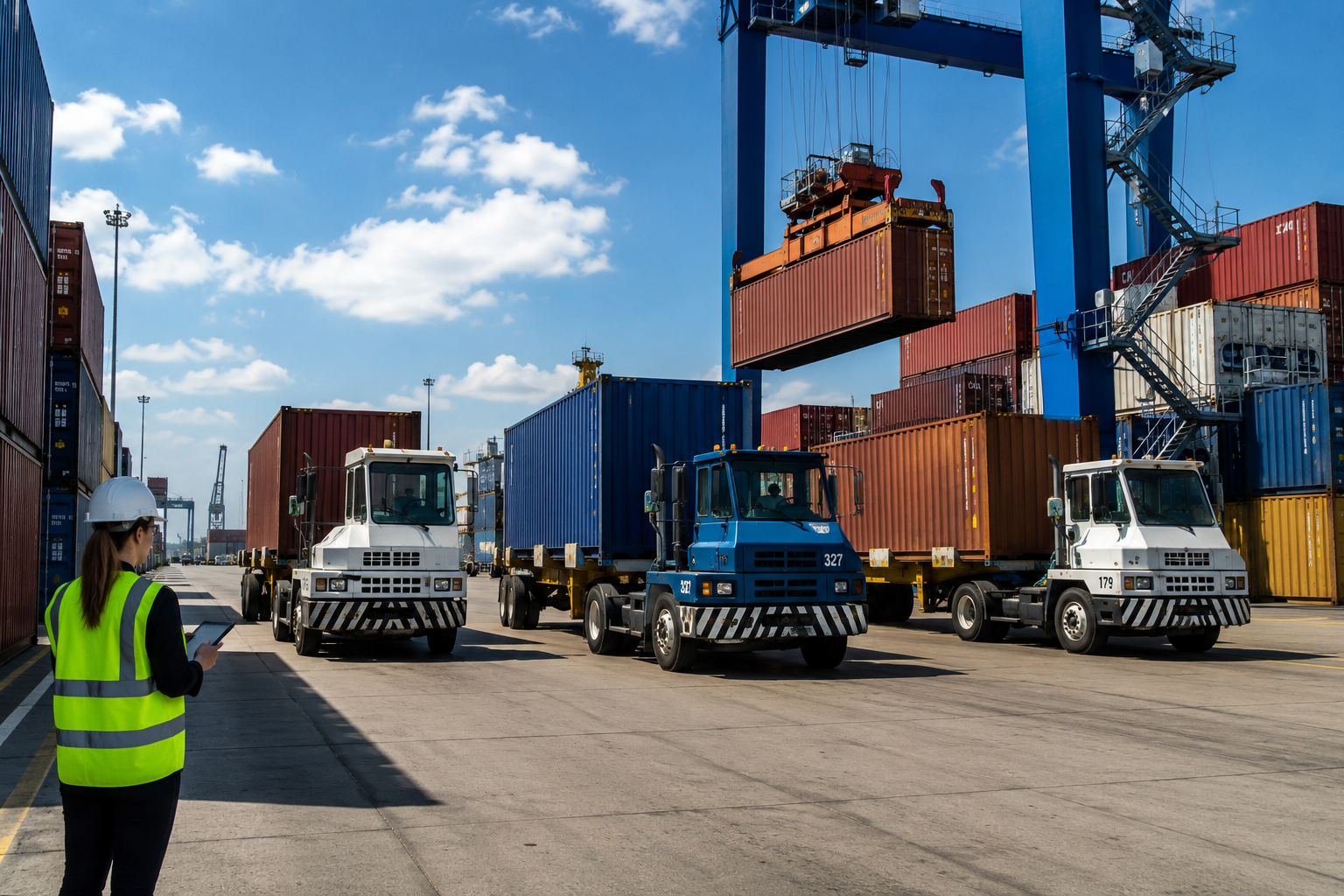 Container terminal operations coordinated through Etheron platform